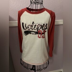 Women’s Red and White Albuquerque Isotopes Baseball Graphic Tee Size Small